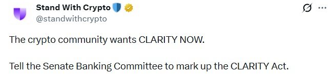 Организация «Stand With Crypto» призывает Сенат принять срочные меры в отношении закона CLARITY — Крипто Новости