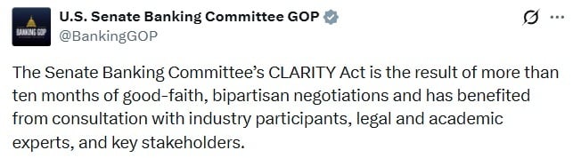 Сенаторы-республиканцы опровергают критику в адрес закона CLARITY перед началом обсуждения &mdash; Крипто Новости