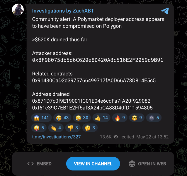 ZachXBT выявил эксплойт Polymarket на сумму $520 000 на Polygon — Крипто Новости