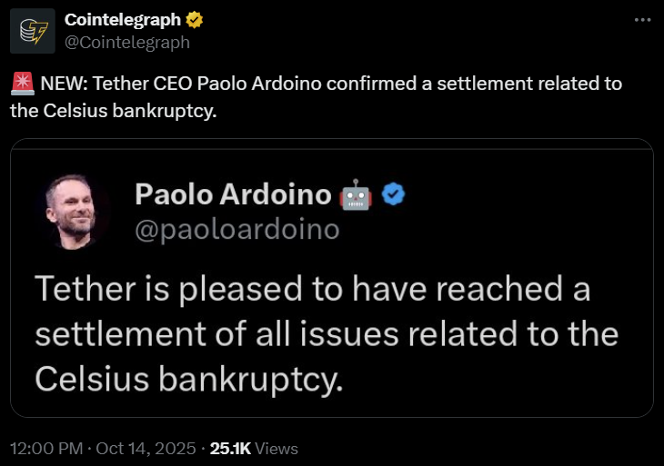 Tether урегулировал иски Celsius на $300 млн — Крипто Новости